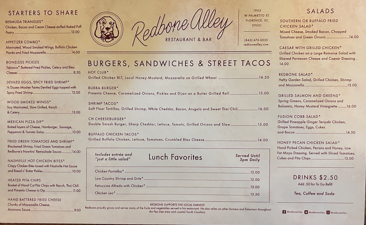 Red Bone Alley Menu - Image 1